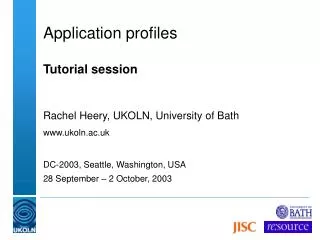 Application profiles Tutorial session