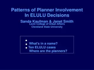 Patterns of Planner Involvement