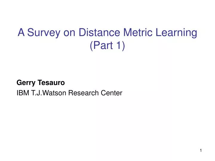 a survey on distance metric learning part 1