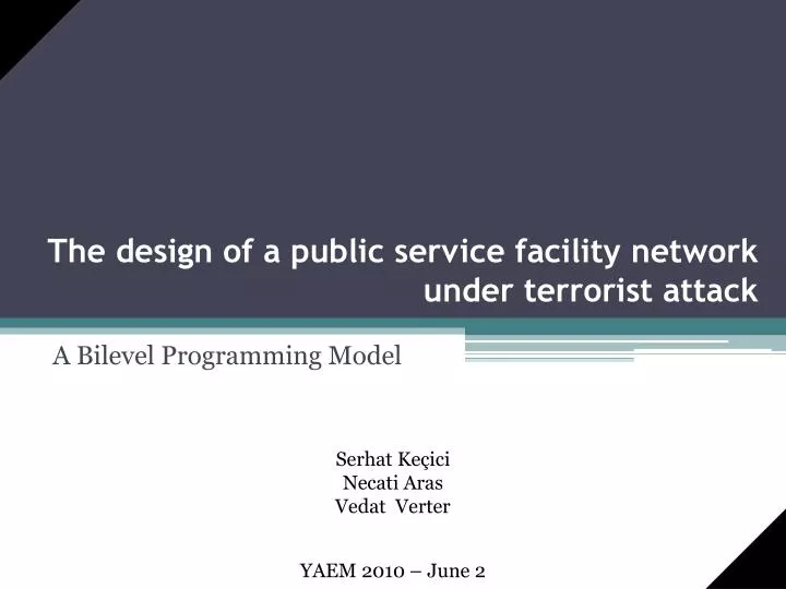 the design of a public service facility network under terrorist attack