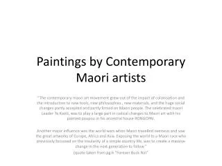 Paintings by Contemporary Maori artists