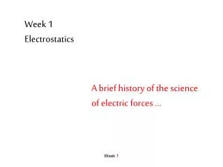 Week 1 Electrostatics