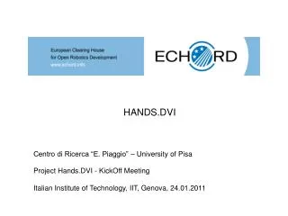 Project Hands.DVI - KickOff Meeting Italian Institute of Technology, IIT, Genova, 24.01.2011