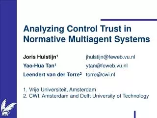 Analyzing Control Trust in Normative Multiagent Systems