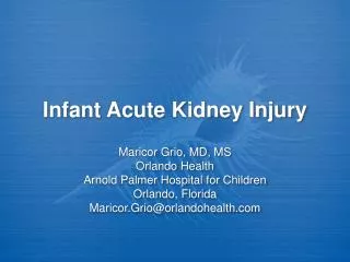 Infant Acute Kidney Injury