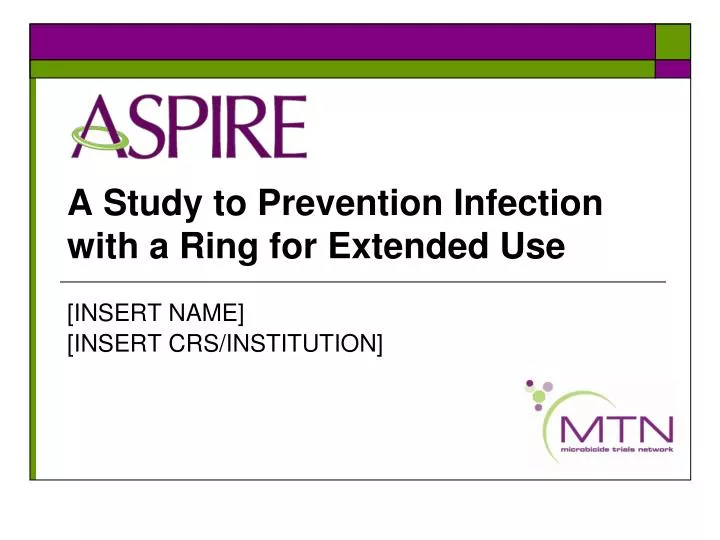a study to prevention infection with a ring for extended use
