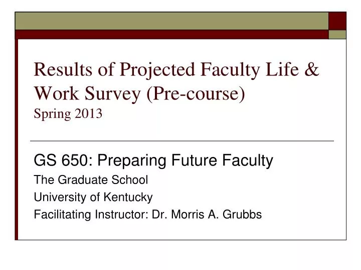 results of projected faculty life work survey pre course spring 2013
