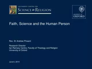 Faith, Science and the Human Person