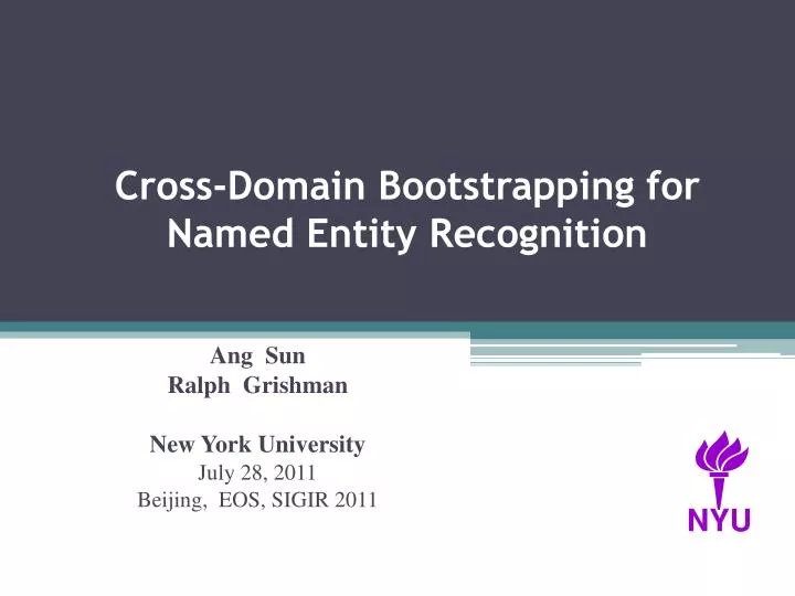 cross domain bootstrapping for named entity recognition
