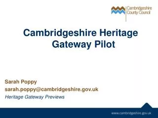 Cambridgeshire Heritage Gateway Pilot