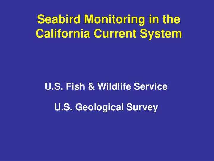 seabird monitoring in the california current system