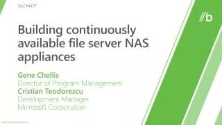 Building continuously available file server NAS appliances