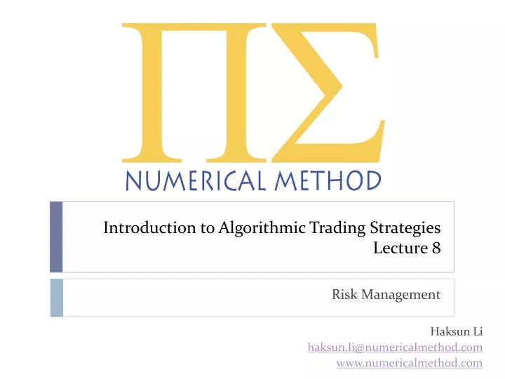 introduction to algorithmic trading strategies lecture 8