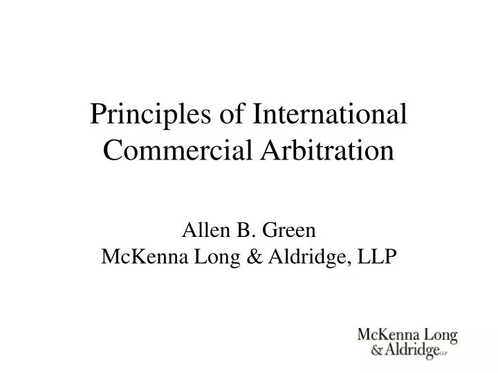 principles of international commercial arbitration
