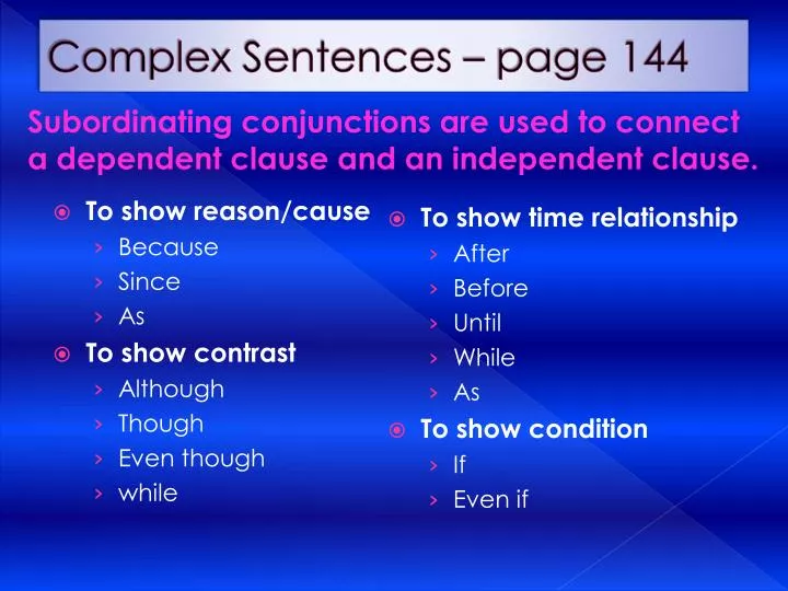 complex sentences page 144