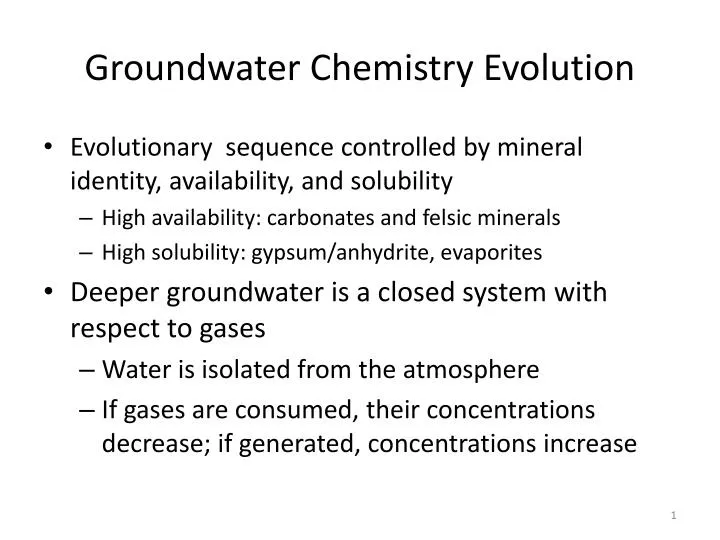 groundwater chemistry evolution