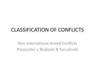 CLASSIFICATION OF CONFLICTS