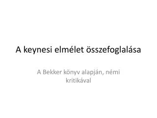 a keynesi elm let sszefoglal sa