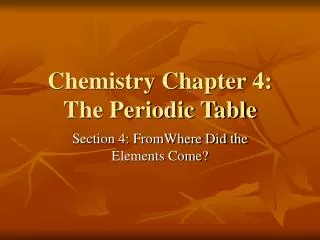 Chemistry Chapter 4: The Periodic Table