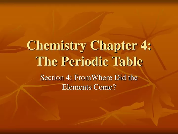 chemistry chapter 4 the periodic table