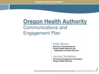 Oregon Health Authority Communications and Engagement Plan