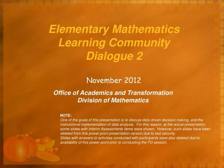 elementary mathematics learning community dialogue 2