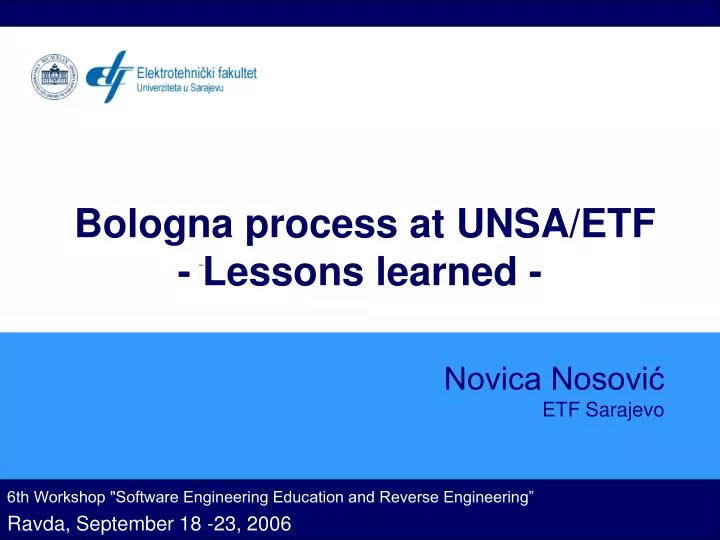 bologna process at unsa etf lessons learned