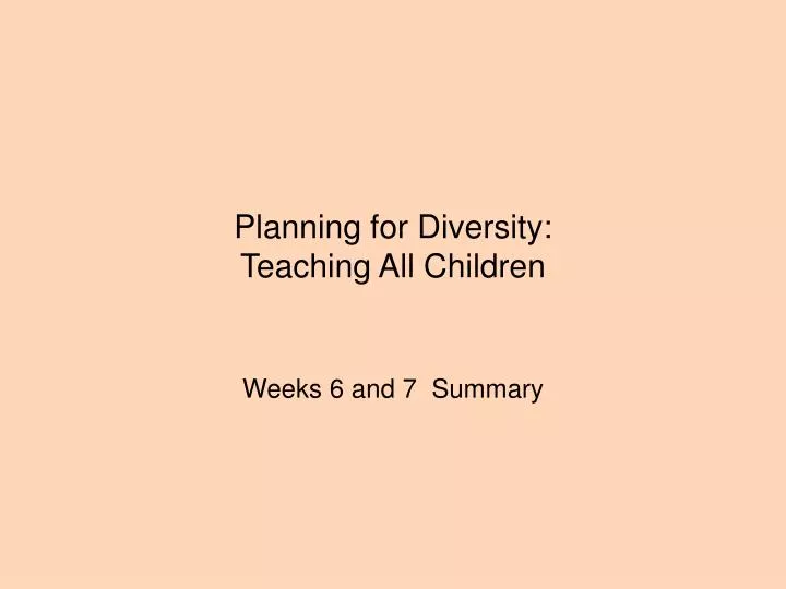 planning for diversity teaching all children