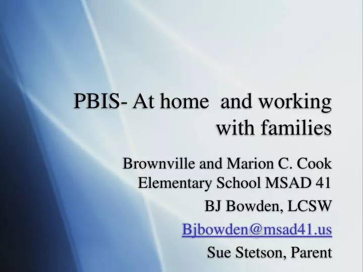 pbis at home and working with families
