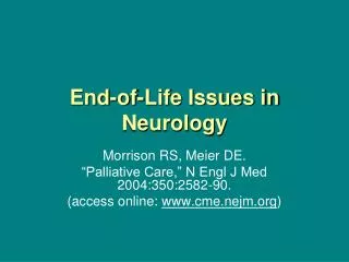 End-of-Life Issues in Neurology