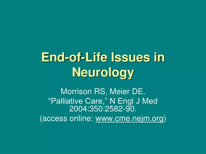 end of life issues in neurology