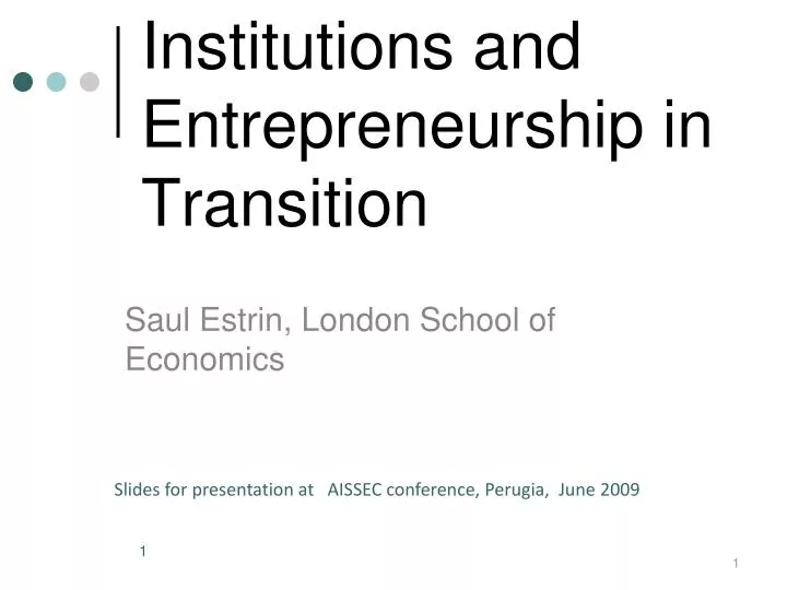 institutions and entrepreneurship in transition