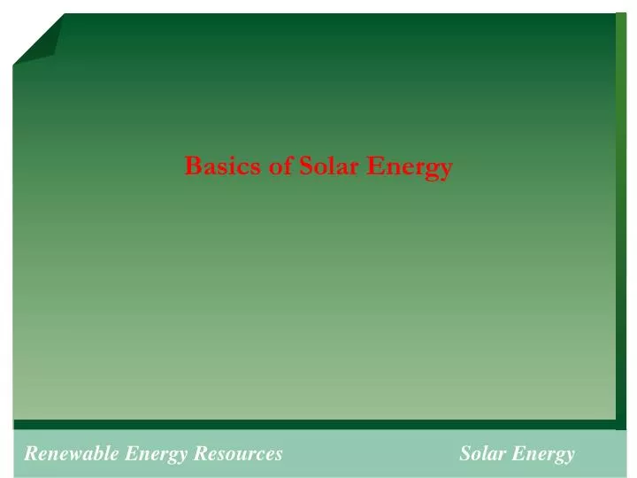 basics of solar energy