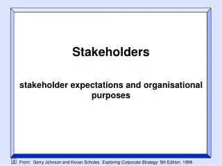 Stakeholders stakeholder expectations and organisational purposes