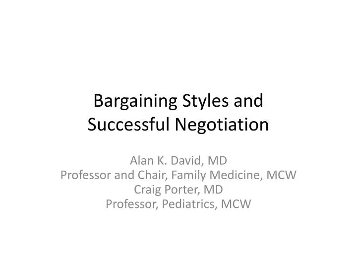 bargaining styles and successful negotiation