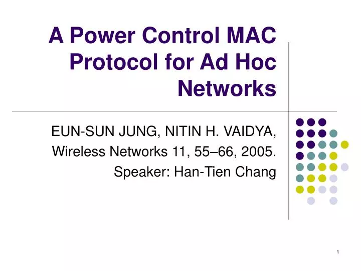 a power control mac protocol for ad hoc networks