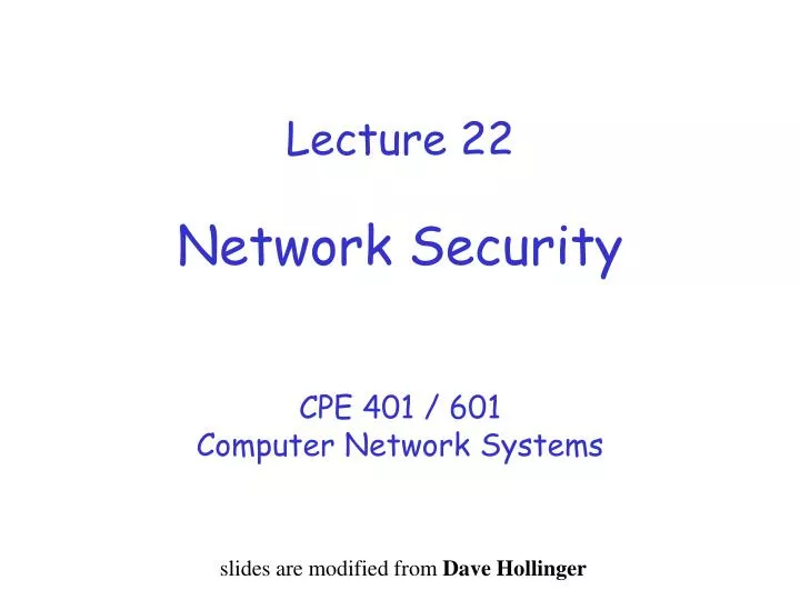 lecture 22 network security
