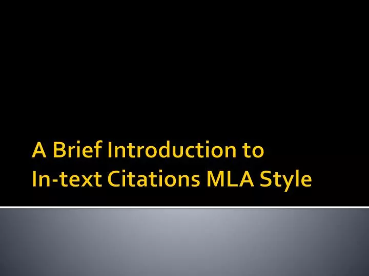 a brief introduction to in text citations mla style
