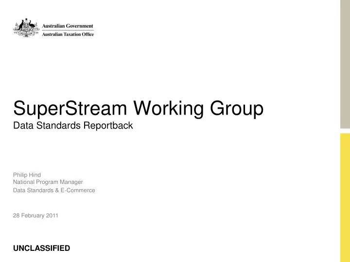 superstream working group data standards reportback