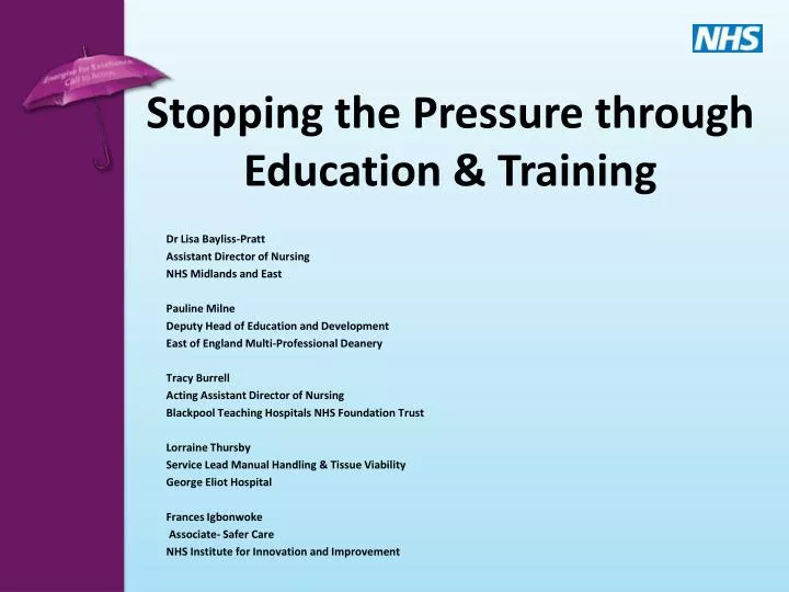 stopping the pressure through education training