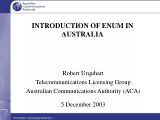 INTRODUCTION OF ENUM IN AUSTRALIA