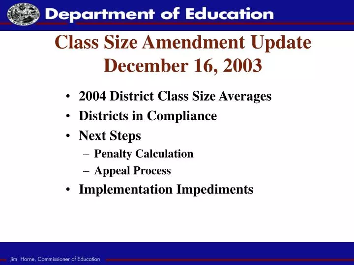 class size amendment update december 16 2003