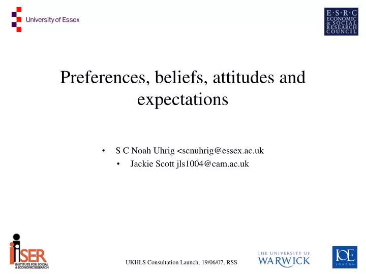 preferences beliefs attitudes and expectations