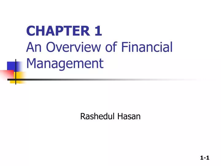 chapter 1 an overview of financial management