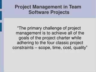 Project Management in Team Software Projects