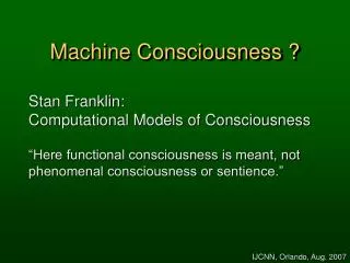 Machine Consciousness ?
