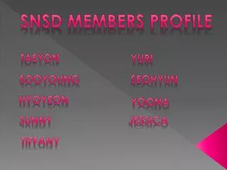 SNSD Members Profile