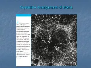 Crystalline Arrangement of atoms