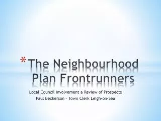 The Neighbourhood Plan Frontrunners