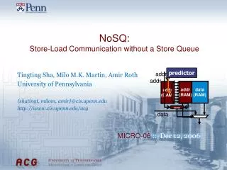 NoSQ: Store-Load Communication without a Store Queue